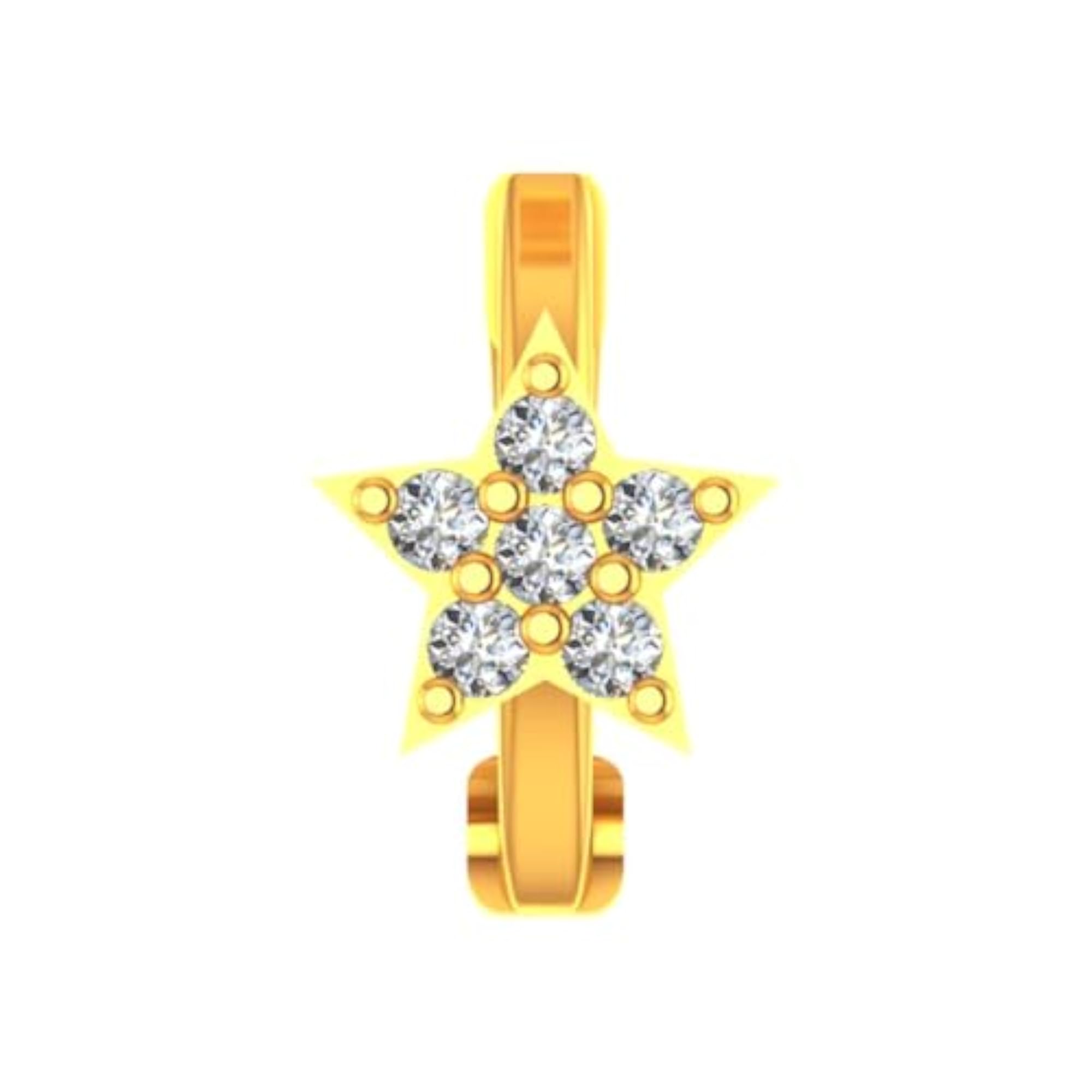 Women's 14Kt Yellow Gold Diamond Sitara Cluster Nose Ring